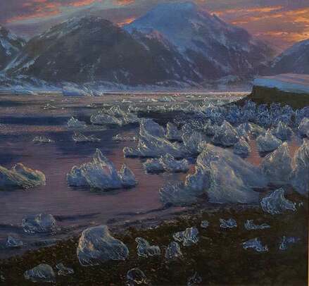 Columbia Glacier and Bay Alaska Painting 