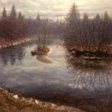 Alaganek Slough Winter  Cordova Alaska, Oil Painting by David Rosenthal, Alaskan images, Alaska art