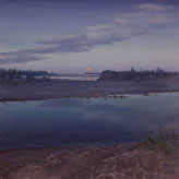 Copper River Moonrise,  Cordova Alaska paintings by David Rosenthal, image of copper river alaska