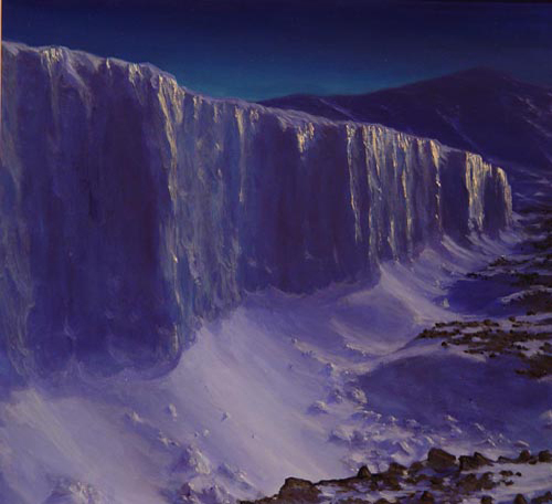 Glacier and Moonlight Reflections  David Rosenthal Oil Painting