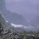 Bald Peak in Mist Painting Cordova Alaska David Rosenthal