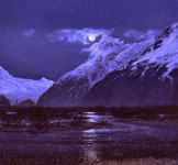 Glacier Painting by David Rosenthal Moon Over Sheridan